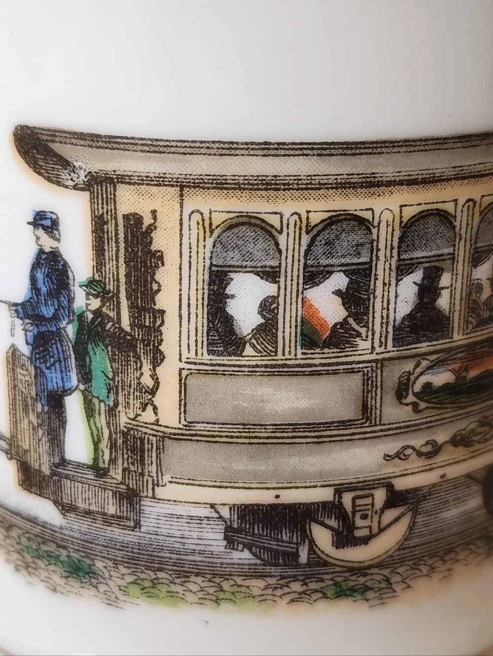 Antique Vintage Victorian Horse Drawn Omnibus shaving mug
